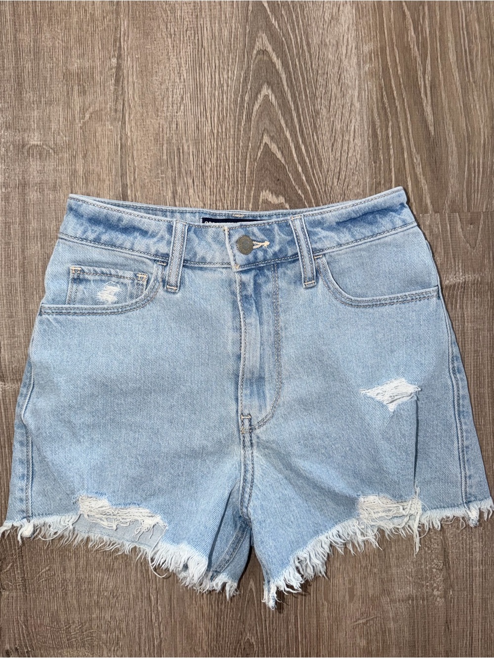 Hollister Light Blue Distressed Denim Shorts